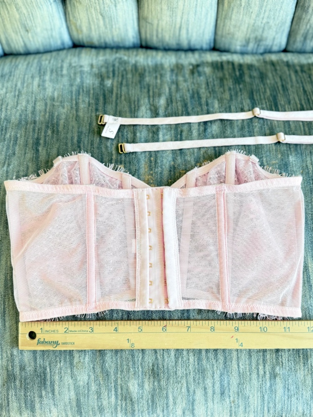 Victoria’s Secret Pink Lace Corset Top Heart Rhinestone Bustier Small - Picture 8 of 9